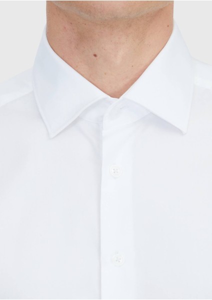 Beyaz Düz Slim Fit Dokuma Klasik %100 Pamuk Gömlek fırsatları