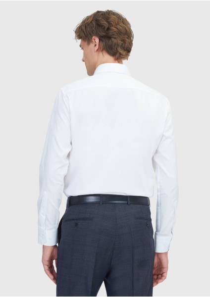 Beyaz Düz Slim Fit Dokuma Klasik %100 Pamuk Gömlek indirimleri