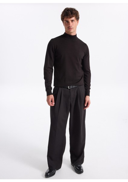 Polo Yaka Relaxed Düz Siyah Erkek Kazak PBF5WM-KZK 5050 modelleri