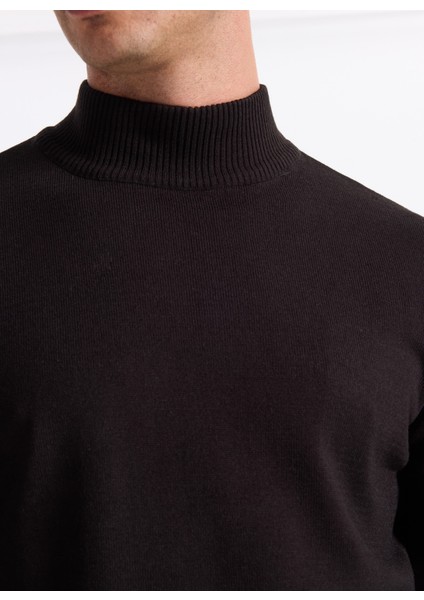 Polo Yaka Relaxed Düz Siyah Erkek Kazak PBF5WM-KZK 5050 fırsatları