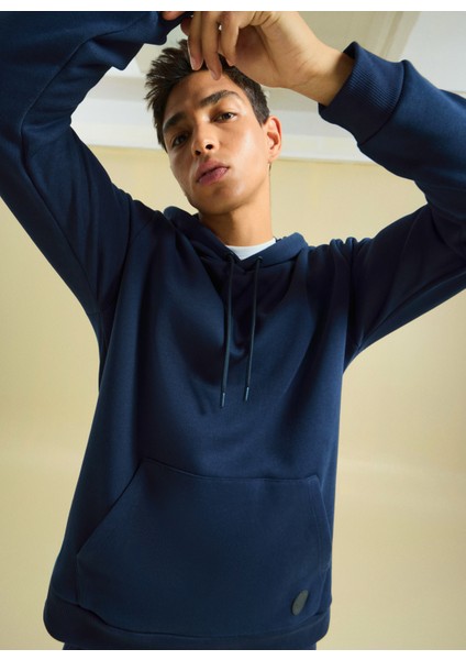 Bisiklet Yaka Düz Lacivert Erkek Sweatshırt PBF5WM-SWT 5056