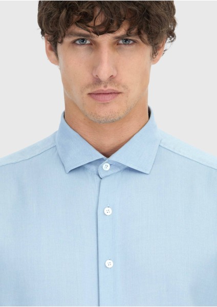 Mavi Düz Dokuma Casual Gömlek fırsatları