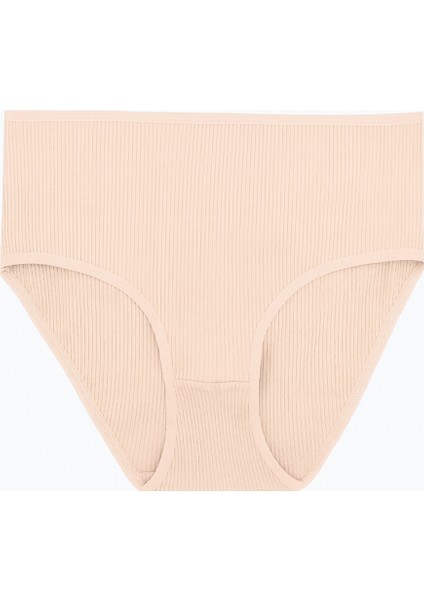 Somon Ekru Siyah 3lü Fitilli Yüksel Bel Külot modelleri