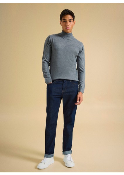 Polo Yaka Relaxed Düz Gri Melanj Erkek Kazak PBF5WM-KZK 5050 fiyatları