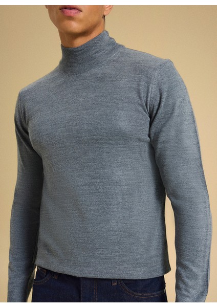 Polo Yaka Relaxed Düz Gri Melanj Erkek Kazak PBF5WM-KZK 5050 modelleri