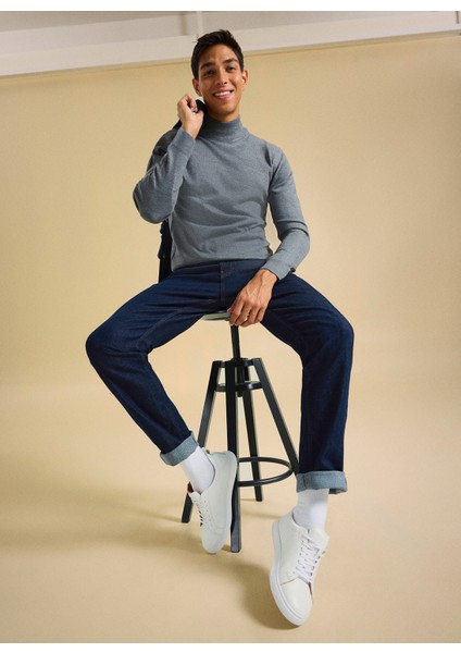 Polo Yaka Relaxed Düz Gri Melanj Erkek Kazak PBF5WM-KZK 5050 fırsatları