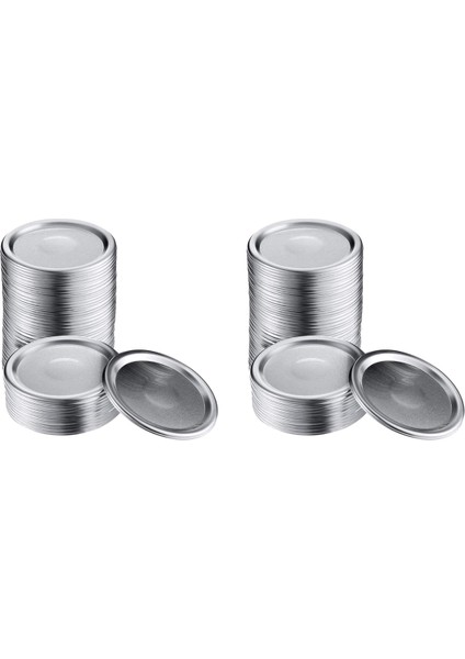100 Adet Genişliğinde Ağız 86 mm Kavanoz Konserve Kapakları Tekrar Kullanılabilir Sızıntı Geçirmez Bölünmüş Tip Gümüş Kapaklar Silikon Contalar Halkalar (Yurt Dışından)