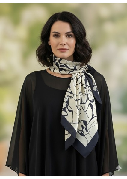 Desenli Fular Mermer Estacraft Şal Bandana 70X70CM