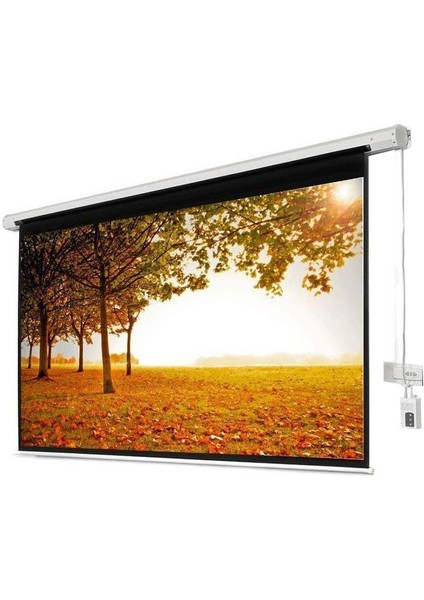 300x225cm Motorlu Uzaktan Kumandalı Projeksiyon Perdesi (Arkası Siyah Fonlu) BE-300