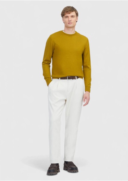 Safran Bisiklet Yaka Düz Örgü Yün Karışımlı Triko Kazak fiyatları