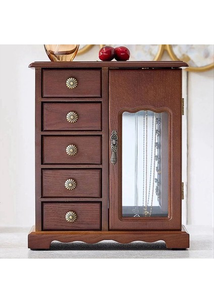 Retro Ahşap Saklama Kutusu Takı Kutusu 5 Katmanlı Çin Kolye Bilezik Yüzüğü Maddi Ahşap Takı Kutusu Retro Renk (Işık) (Yurt Dışından) fiyatları