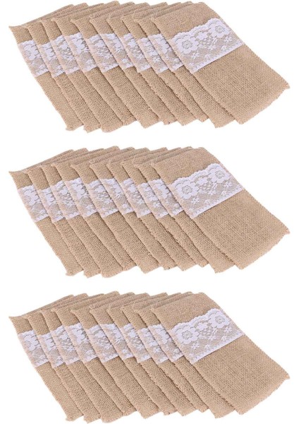 150 Pcs Doğal Jüt Çatal Bıçak Bıçakları ve Çatal Tat Bıçak Seti Gümüş Sabağı Çanta Tutucu Çarpış Çarpışması 21X11CM (Yurt Dışından)
