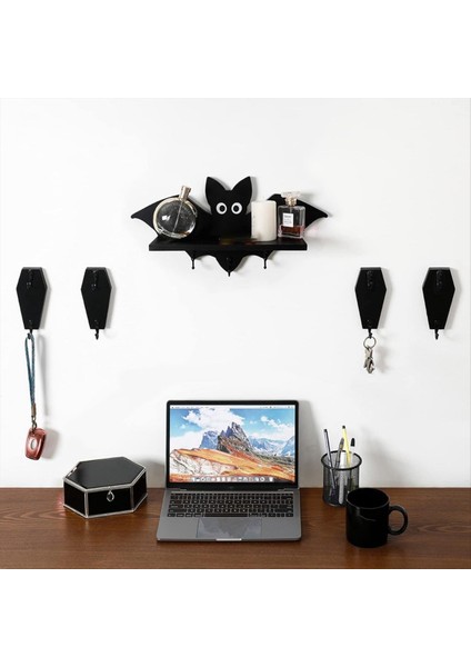 Cadılar Bayramı Tahit Duvar Asma Duvar Için Anahtarlar Için Tabut Duvarı Kancası - Anahtarlar Için Rustik Siyah Ahşap Askı Kupalar Çanta B (Yurt Dışından) modelleri