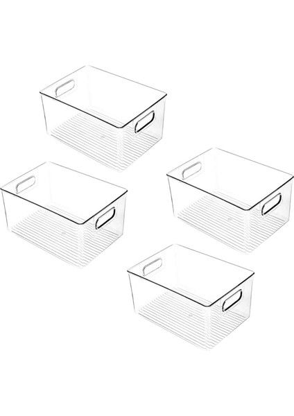 4pcs Plastik Mutfak Kiler Dolabı Buzdolabı Veya Dondurucu Yiyecek Veya Atıştırmalıklar Için Kulplu Yiyecek Depolama Kutuları (Yurt Dışından)