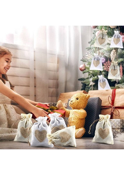 24PCS Drawstring ve Kalp Desenli Candy Çantası Jüt Poşeti Vaftiz Çantası Dolması Çantası Için Dolap Çanta Düğün (Yurt Dışından) modelleri