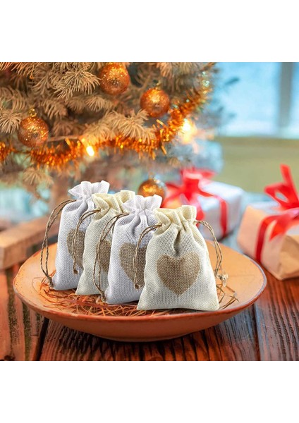 24PCS Drawstring ve Kalp Desenli Candy Çantası Jüt Poşeti Vaftiz Çantası Dolması Çantası Için Dolap Çanta Düğün (Yurt Dışından) fırsatları