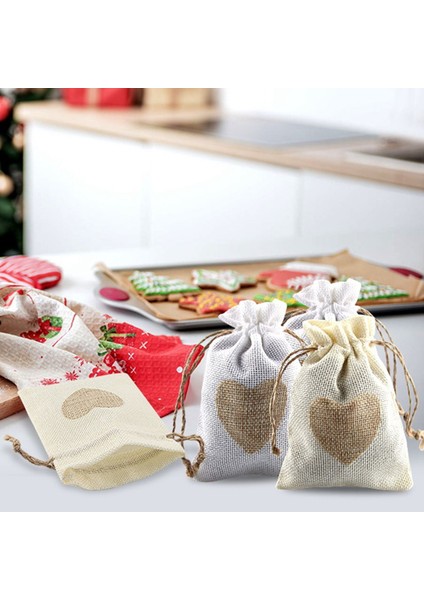 24PCS Drawstring ve Kalp Desenli Candy Çantası Jüt Poşeti Vaftiz Çantası Dolması Çantası Için Dolap Çanta Düğün (Yurt Dışından) indirimleri