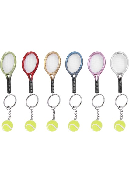 6pcs Mini Tenis Raket Topu Anahtarlık Kolye Çanta Çanta Aksesuarları Çanta Sporu Reklam Hayranları Lik Eşyalar Anahtar Yüzük (Yurt Dışından)