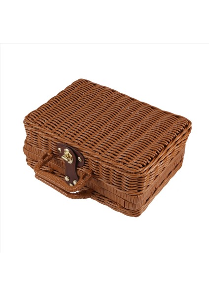 Piknik Sepeti Dokuma Vintage Bavul Dokuma Depolama Sepeti Rattan Depolama Çantası Piknik Örgü Çamaşır Sepeti B (Yurt Dışından) fiyatları