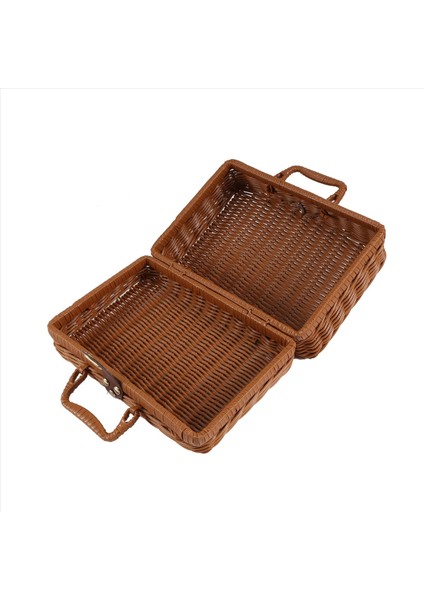 Piknik Sepeti Dokuma Vintage Bavul Dokuma Depolama Sepeti Rattan Depolama Çantası Piknik Örgü Çamaşır Sepeti B (Yurt Dışından) modelleri