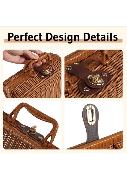 Piknik Sepeti Dokuma Vintage Bavul Dokuma Depolama Sepeti Rattan Depolama Çantası Piknik Örgü Çamaşır Sepeti B (Yurt Dışından) fırsatları