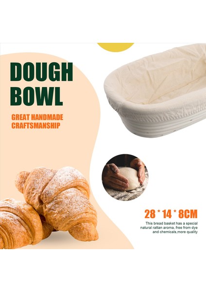 Banneton Proofing Sepet Seti - Artisan Hamur Mayası Ekmek Fırın Sepeti Hamur Kazıyıcı/kesici ve Brotform Bez Astarı (Yurt Dışından) indirimleri