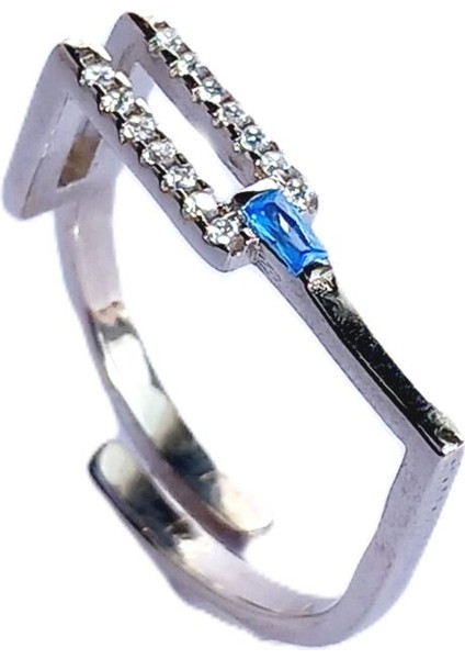 925 Ayar Gümüş Mavi Ayarlanabilir Tıffany Tasarım Kadın Yüzük Doğum Günü Hediye