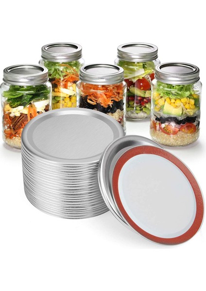24 Pcs Mason Kavanoz Kapakları Normal Ağız Konserve Kapakları Yeniden Kullanılabilir Bölünmüş Tipi Sızdıran Silikon Mühriler ile Konserve Kapakları Halkalar Halkalar (Yurt Dışından) fiyatları