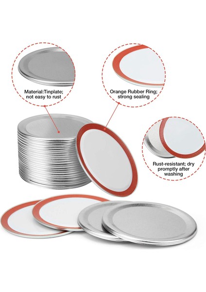 24 Pcs Mason Kavanoz Kapakları Normal Ağız Konserve Kapakları Yeniden Kullanılabilir Bölünmüş Tipi Sızdıran Silikon Mühriler ile Konserve Kapakları Halkalar Halkalar (Yurt Dışından) fırsatları