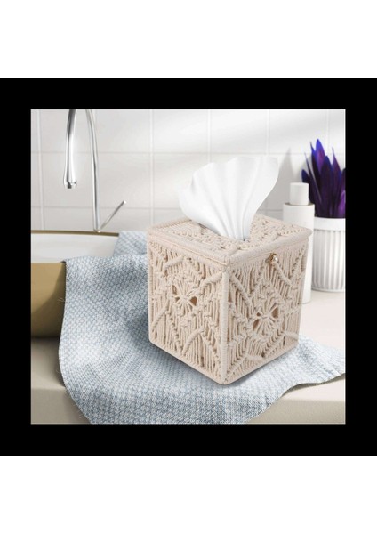 2x Doku Kutusu Kapağı Boho Dekor Kare Kağıt Doku Tutucu Boncuk Tokası Makrame Peçete Dokuları Organizatör Ev Dekor (Yurt Dışından) fiyatları