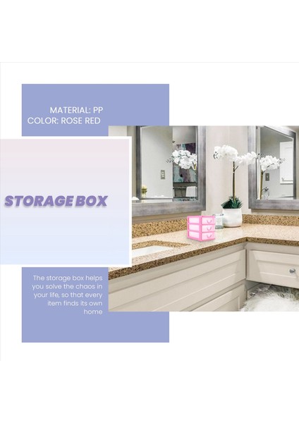 Mini Yarı Saydam Çekmece Tipi Plastik Saklama Kutusu （gül Kırmızı 3 Katmanlar） (Yurt Dışından) modelleri