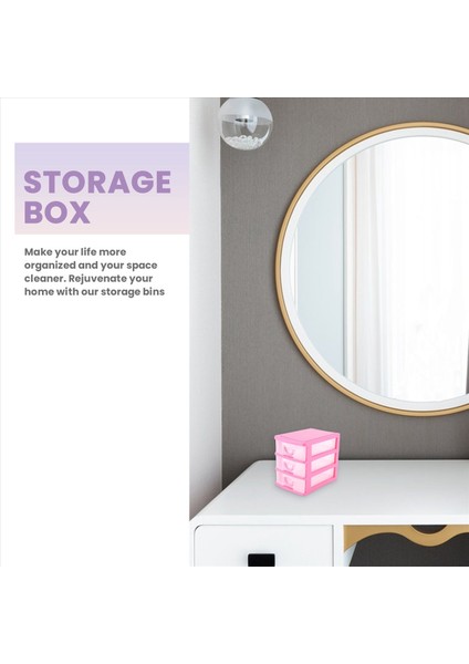 Mini Yarı Saydam Çekmece Tipi Plastik Saklama Kutusu （gül Kırmızı 3 Katmanlar） (Yurt Dışından) fırsatları