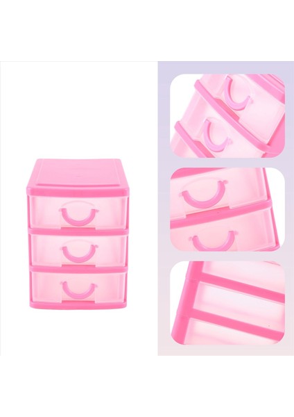 Mini Yarı Saydam Çekmece Tipi Plastik Saklama Kutusu （gül Kırmızı 3 Katmanlar） (Yurt Dışından) indirimleri