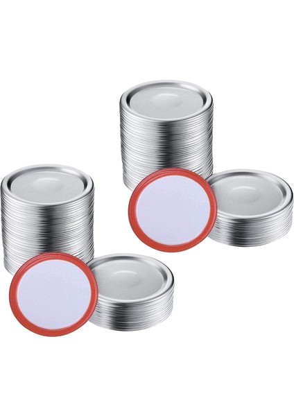 200 Adet Genişliğinde Ağız 86 mm Mason Kavanoz Kapakları Silikon Contalar ile Yeniden Kullanılabilir Sızıntı Geçirmez Bölünmüş Tip Gümüş Kapaklar Halkalar (Yurt Dışından)