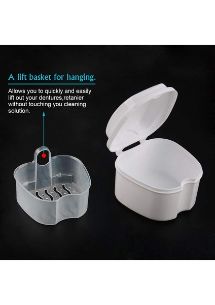 2pcs Takma Diş Kutusu Süzgeçli Takma Diş Kabı Takma Diş Banyosu Kutusu Yanlış Diş Depolama Kutusu - Koyu Mavi Beyaz (Yurt Dışından) fırsatları