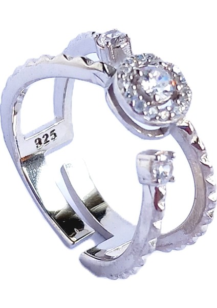 Gümüş Baget Yılan Tasarım Ayarlanabilir Kalemli Kadın Yüzük Doğum Günü Hediye