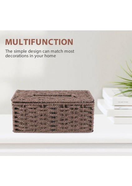 Rattan Doku Kutusu Vintage Peçete Sahibi Kasa Karmaşa Saklama Konteyneri Kapağı Oturma Odası Masası Dekorasyonu (Kahve) (Yurt Dışından) fiyatları