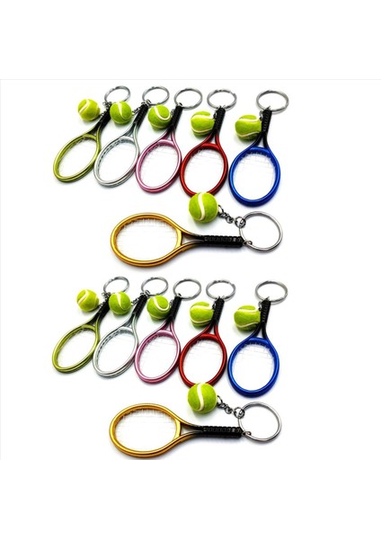 12PCS Mini Tenis Raket Topu Anahtarlık Kolye Çanta Çanta Aksesuarları Çanta Sporu Reklamı Hayranları Lik Eşya Anahtar Yüzüğü (Yurt Dışından)