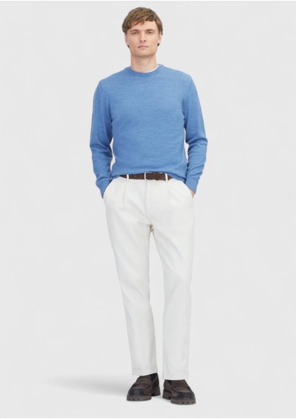 Indigo Bisiklet Yaka Düz Örgü Yün Karışımlı Triko Kazak fiyatları