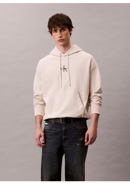 Kapüşon Yaka Krem Erkek Sweatshırt LV04RC281G67U Premıum Terry Mıcro M fiyatları