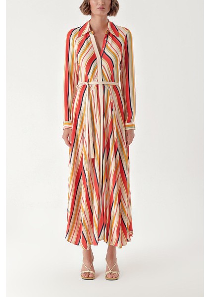 Çizgili Çizgili godeli gömlek elbise 94324 fiyatları