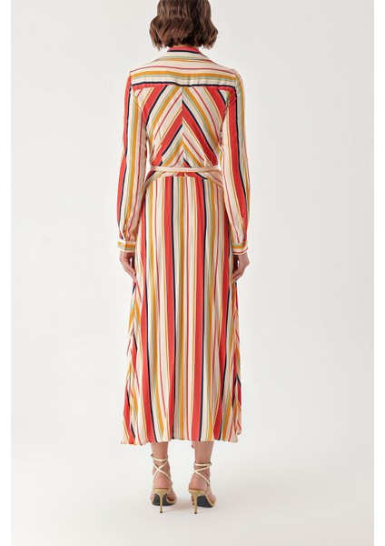 Çizgili Çizgili godeli gömlek elbise 94324 fırsatları