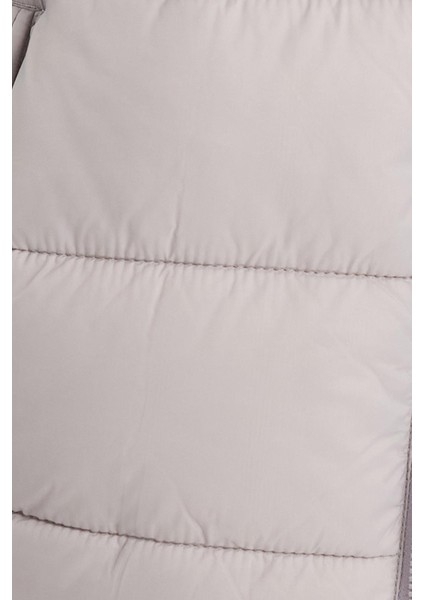 Erkek Relax Fit Rahat Kesim Çift Cepli Kapüşonlu Içi Kürklü Gri Mont