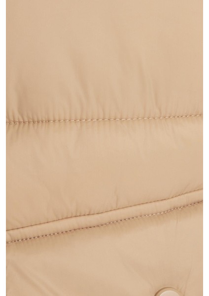 Erkek Regular Fit Klasik Kesim Çift Cepli Lastikli Dik Yaka Kum Rengi Mont