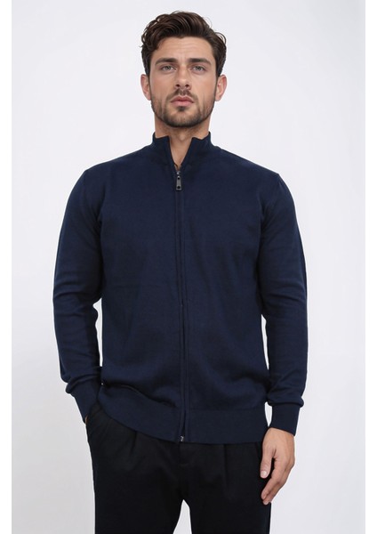 Fermuarlı Lacivert Hırka