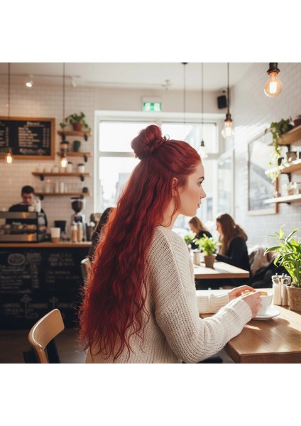 Fiber Sentetik Kabarık Dalgalı 8 Parça Çıt Çıt - Kızıl