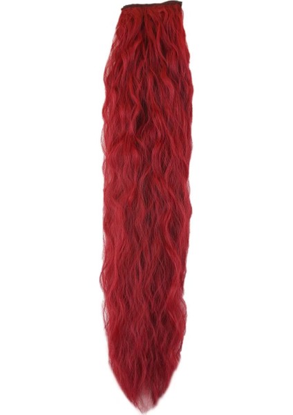 Fiber Sentetik Kabarık Dalgalı 8 Parça Çıt Çıt - Kızıl fiyatları