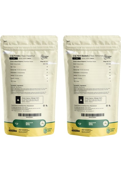Çiğ Giresun Fındık 1kg + Çiğ Yerli Badem 1kg fiyatları