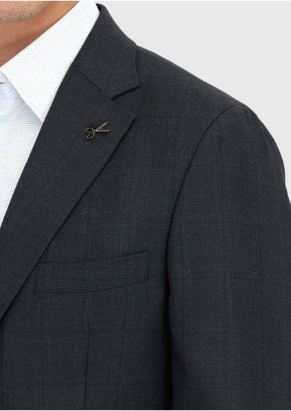 Antrasit Kareli Zeroweight Slim Fit %100 Yün Takım Elbise fırsatları