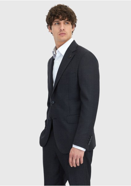 Antrasit Kareli Zeroweight Slim Fit %100 Yün Takım Elbise indirimleri